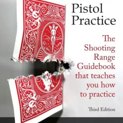 A bullet splits a playing card on edge. A perfect shot. The cover of the Pistol Practice book