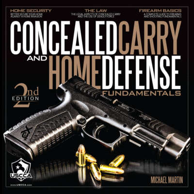 Cover of the book Concealed Carry and Home Defense Fundamentals by Michael Martin, featuring a handgun and ammunition