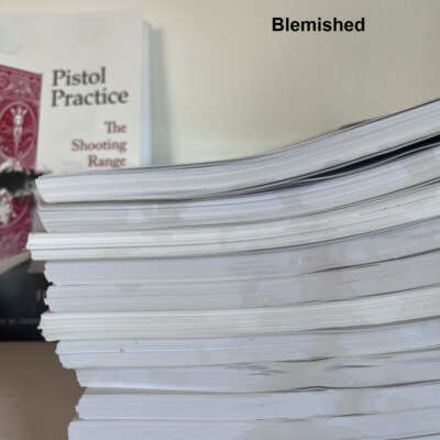 A stack of about 12 copies of Pistol Practice showing minor water damage.